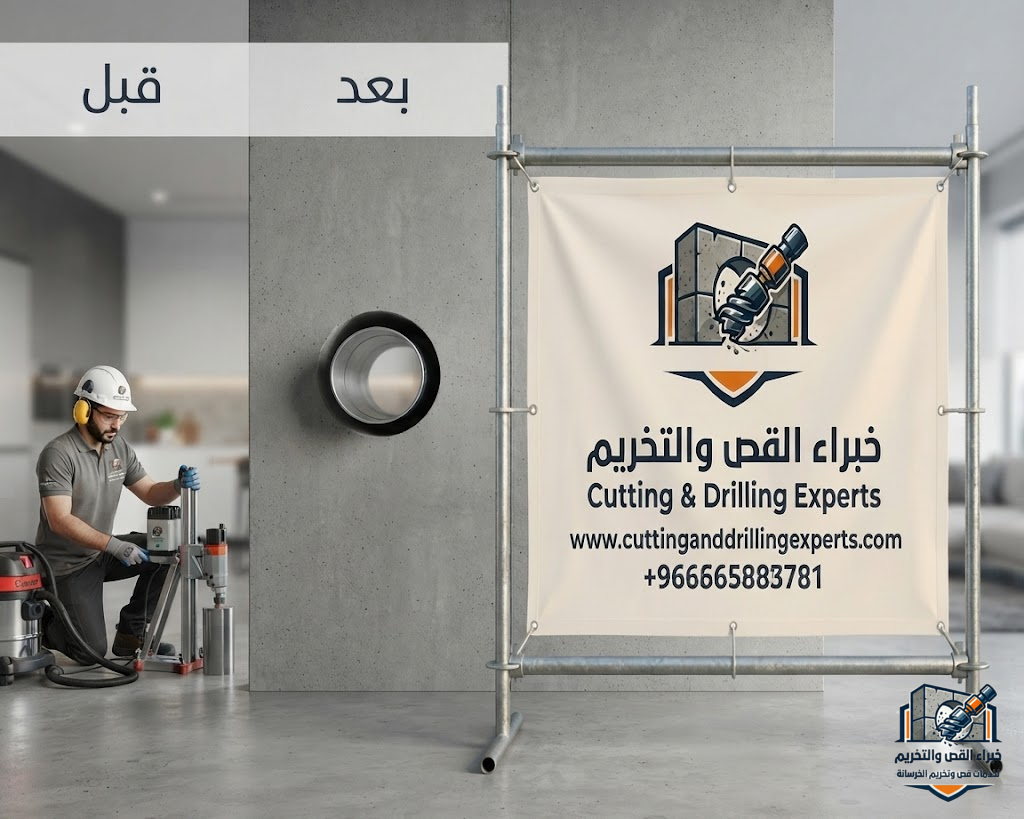 مقاول فتحات تهوية برابغ لتنفيذ فتحات المداخن والشفاطات والدكت بدقة هندسية باستخدام القص الماسي والكور